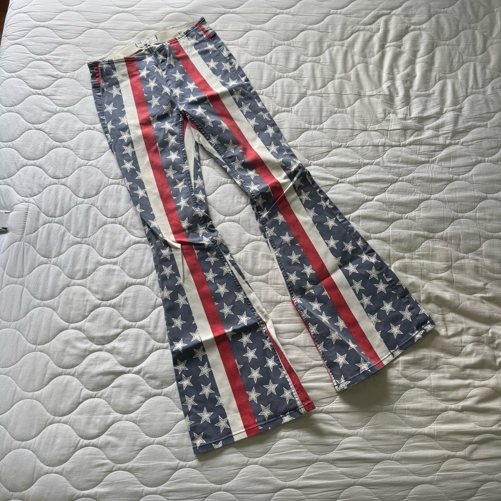Free People American Flag Flare Denim Pants 26